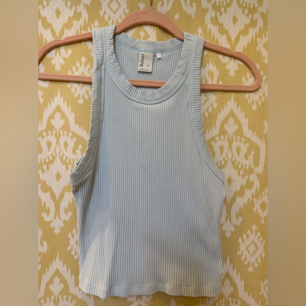 Topshop Sky Blue Ribbed Tank Top